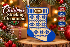 Snowflake Stocking Ornament SVG, Laser Cut Glowforge File Product Image 1