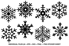 Snowflake line art SVG bundle for winter crafts