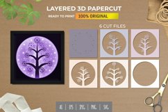 3D Shadowbox Tree with Snowflake Leaves Layered Papercut Product Image 1
