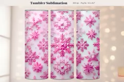 Snowflake Tumbler Wrap Pink Christmas Tumbler Sublimation