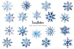 Watercolor snowflakes clipart. Winter holiday snowflakes Product Image 2