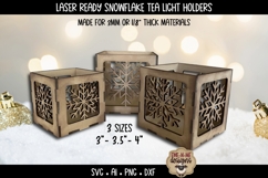Snowflake Tealight Holder Laser Files | 3 Sizes Holiday SVG Product Image 1