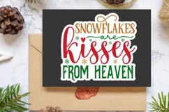 Snowflakes Are Kisses Stickers SVG , Christmas SVG Design Product Image 3
