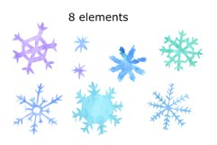 WATERCOLOR CLIPART snowflakes snow flake winter ice frozen Product Image 2