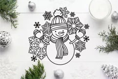 Snowman SVG Design with Mittens, Scarf and Hat for T-shirts, Mugs, Pillows, Christmas Home Decor. This Winter Design is Compatible with Cricut and Silhouette Cutting Machines