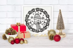 Snowman SVG Design with Snowflakes, Mittens, Scarf and Hat for T-shirts, Mugs, Pillows, Christmas Home Decor