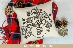 Snowman SVG Design with Mittens, Scarf and Hat for T-shirts, Mugs, Pillows, Christmas Home Decor. This Winter Design is Compatible with Cricut and Silhouette Cutting Machines