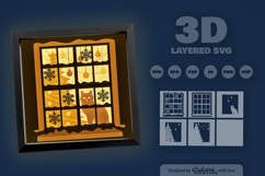 Snowie Christmas Night with Cat Layered Papercut Product Image 2