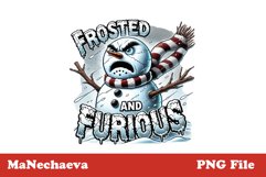 Frosted and Furious Snowman Sublimation PNG | Funny Clipart Product Image 1