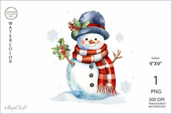 Cute snowmen png| Watercolor snowmen| Christmas clipart png Product Image 1