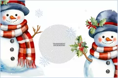 Cute snowmen png| Watercolor snowmen| Christmas clipart png Product Image 3