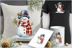 Cute snowmen png| Watercolor snowmen| Christmas clipart png Product Image 4