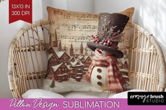 Snowman Pillow Sublimation - Vintage Christmas Pillow Cover Product Image 1