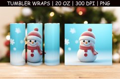 Cute Snowman Tumbler Sublimation | 3d Tumbler Wrap Product Image 1