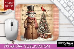 Snowman Mouse Pad Sublimation - Vintage Christmas Mousepad Product Image 1