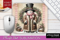 Snowman Mouse Pad Sublimation - Vintage Christmas Mousepad Product Image 1
