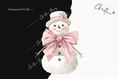 Coquette Christmas Snowman Clipart | Pink Christmas PNG Product Image 2