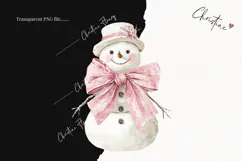 Coquette Christmas Snowman Clipart | Pink Christmas PNG Product Image 2