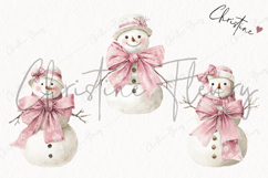 Coquette Christmas Snowman Clipart | Pink Christmas PNG Product Image 3