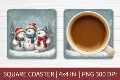Snowman PNG | Square Coaster Sublimation Design Product Image 1