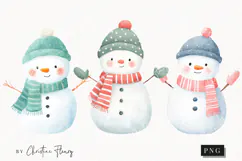 Cute Christmas Snowman Clipart | Christmas PNG Product Image 1