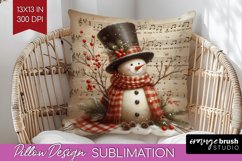 Snowman Pillow Sublimation - Vintage Christmas Pillow Cover Product Image 1