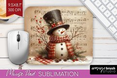 Snowman Mouse Pad Sublimation - Vintage Christmas Mousepad Product Image 1