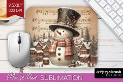 Snowman Mouse Pad Sublimation - Vintage Christmas Mousepad Product Image 1