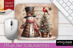 Snowman Mouse Pad Sublimation - Vintage Christmas Mousepad Product Image 1