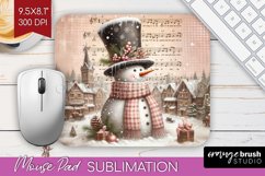 Snowman Mouse Pad Sublimation - Vintage Christmas Mousepad Product Image 1