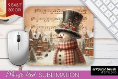 Snowman Mouse Pad Sublimation - Vintage Christmas Mousepad Product Image 1