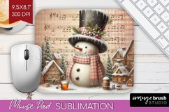 Snowman Mouse Pad Sublimation - Vintage Christmas Mousepad Product Image 1