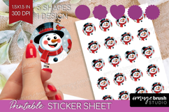 Snowman Xmas Round Sticker Christmas Printable Sticker Sheet Product Image 1