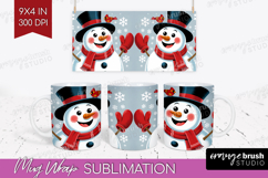Snowman Xmas Mug Wrap Christmas Mug PNG Sublimation Product Image 1