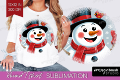 Snowman Xmas Round Tshirt Background Christmas PNG Product Image 1