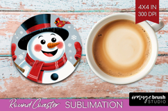 Snowman Xmas Round Coaster Christmas Coaster PNG Sublimation Product Image 1