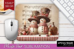 Snowman Mouse Pad Sublimation - Vintage Christmas Mousepad Product Image 1