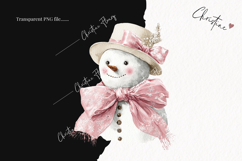 Coquette Christmas Snowman Clipart | Pink Christmas PNG Product Image 2