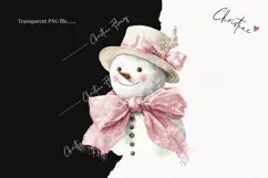 Coquette Christmas Snowman Clipart | Pink Christmas PNG Product Image 2