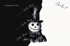 Watercolor Goth Snowman Clipart | Watercolor Christmas PNG Product Image 2