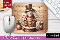 Snowman Mouse Pad Sublimation - Vintage Christmas Mousepad Product Image 1