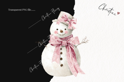 Coquette Christmas Snowman Clipart | Pink Christmas PNG Product Image 2