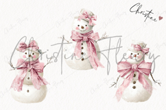 Coquette Christmas Snowman Clipart | Pink Christmas PNG Product Image 3