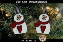 Snowman Heart Ornament Laser Ready SVG |Christmas Laser SVG Product Image 1
