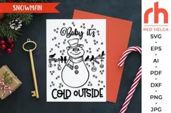 baby it’s cold outside svg, snowman with birds svg, snowman outline, xmas decoration svg, christmas scene svg, christmas sign svg, xmas window decor, window cling svg, christmas card svg, christmas shirt svg, xmas decoration svg, holiday design vector