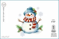 Cute snowmen png clipart| Watercolor snowmen| Christmas png Product Image 1
