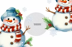 Cute snowmen png clipart| Watercolor snowmen| Christmas png Product Image 3