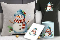 Cute snowmen png clipart| Watercolor snowmen| Christmas png Product Image 4