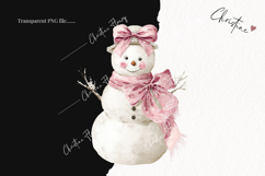 Coquette Christmas Snowman Clipart | Pink Christmas PNG Product Image 2