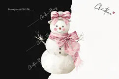 Coquette Christmas Snowman Clipart | Pink Christmas PNG Product Image 2